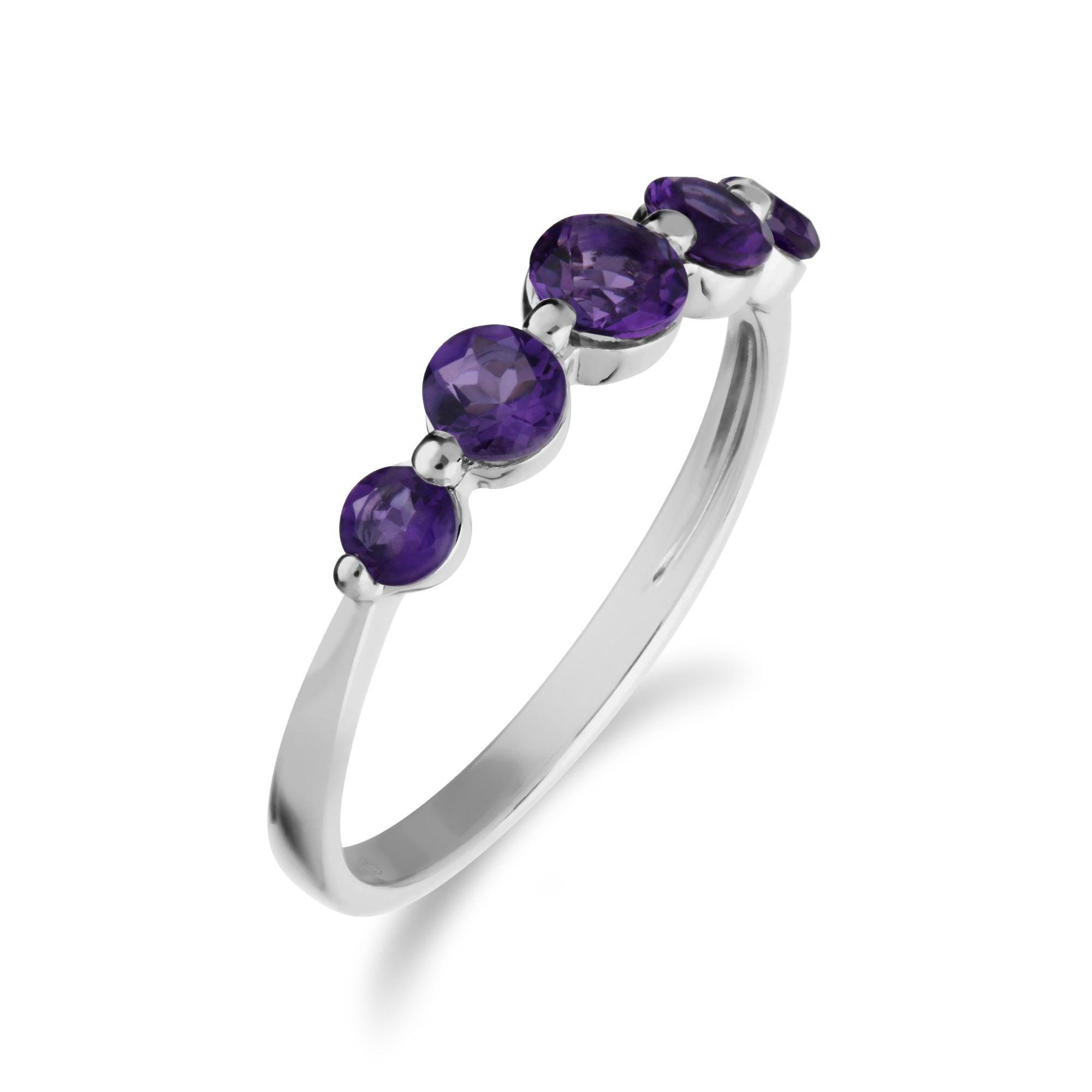 Essential Round Amethyst Five Stone Gradient Ring in 925 Sterling Silver