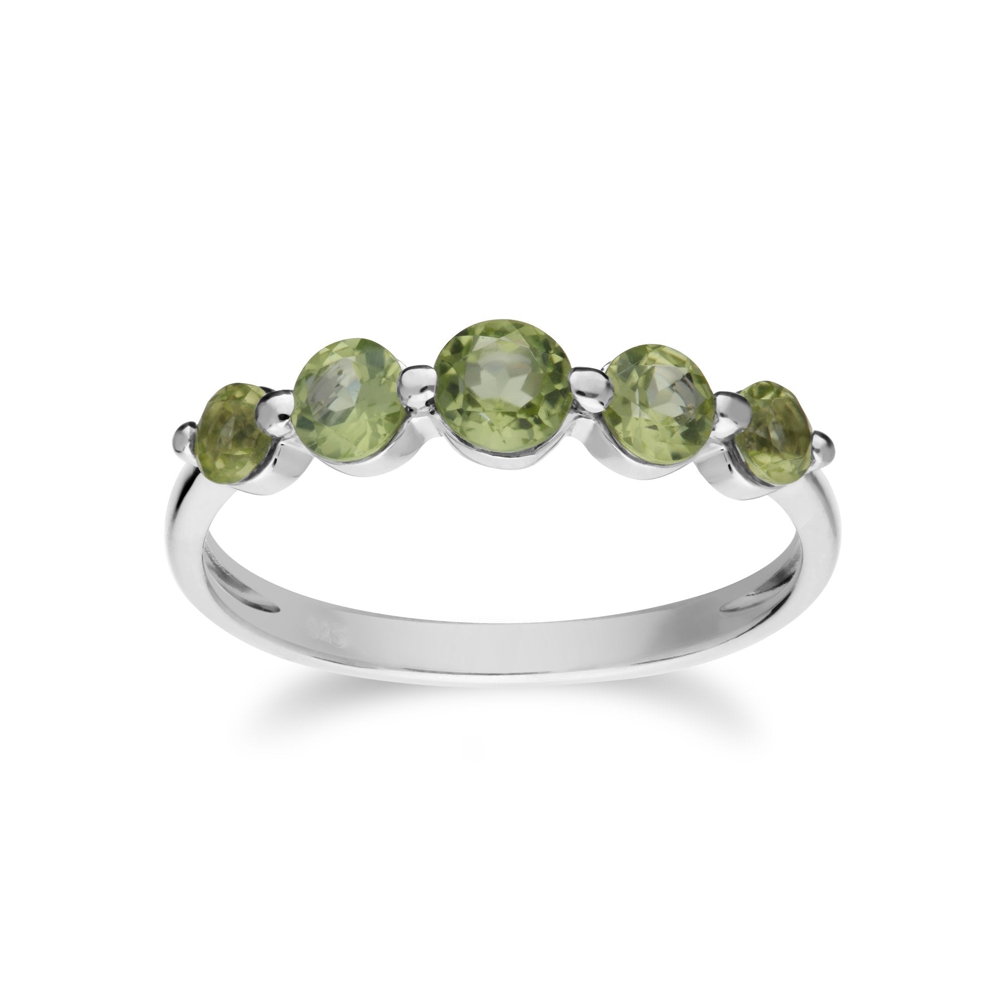 Essential Round Peridot Five Stone Gradient Ring in 925 Sterling Silver