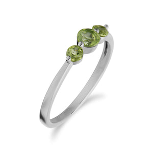Essential Round Peridot Three Stone Gradient Ring in 925 Sterling Silver