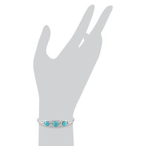 Boho Round Turquoise Cabochon Bangle in 925 Sterling Silver