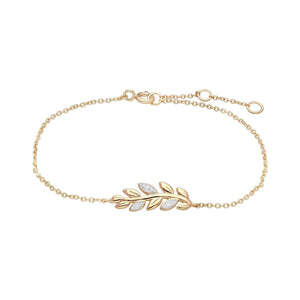 O Leaf Diamond Bracelet & Stud Earrings Set in 9ct Yellow Gold