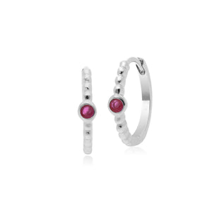 Essential Round Ruby Hinged Hoop Earrings in 925 Sterling Silver 