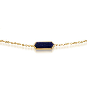 Geometric Hexagon Lapis Lazuli Prism Gold Plated  Bracelet