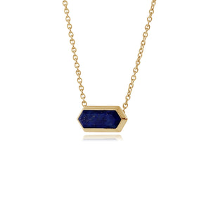 Geometric Lapis Lazuli Bezel Drop Earrings & Pendant Set in Image 5