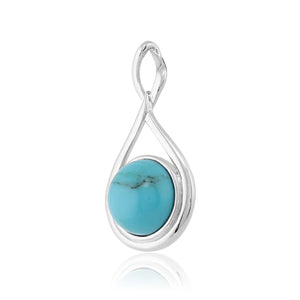 Modern Round Turquoise Cabochon Pendant in 925 Sterling Silver