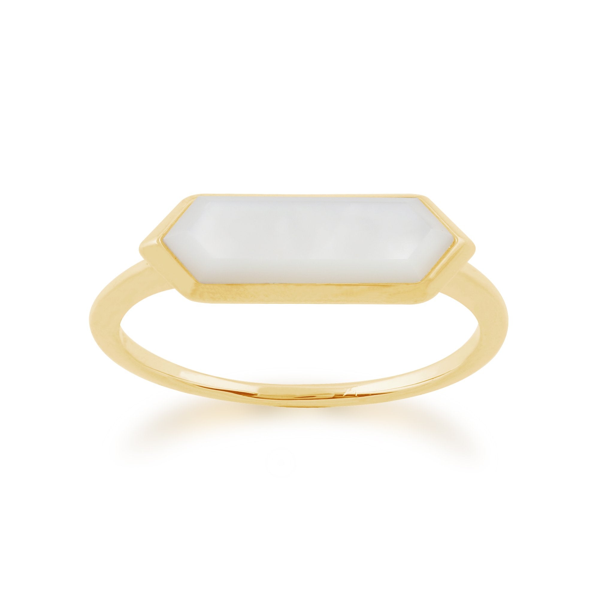 Gemondo 925 Gold Plated Silver 1.85ct Mother of Pearl Hexagonal Prism Ring Image 1