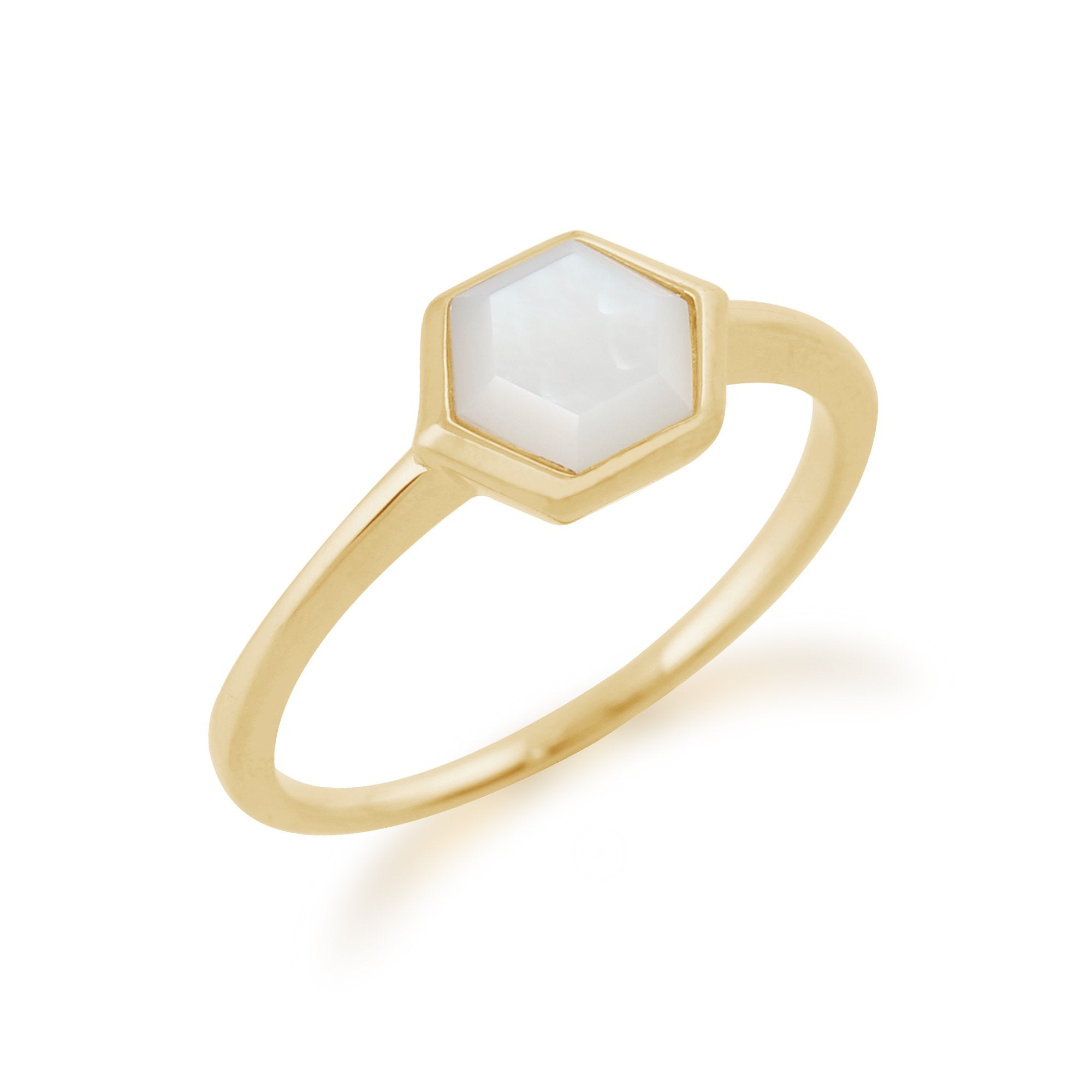 Gemondo Gold Plated Sterling Silver 1.1ct Mother of Pearl Hexagonal Prism Ring Image 2