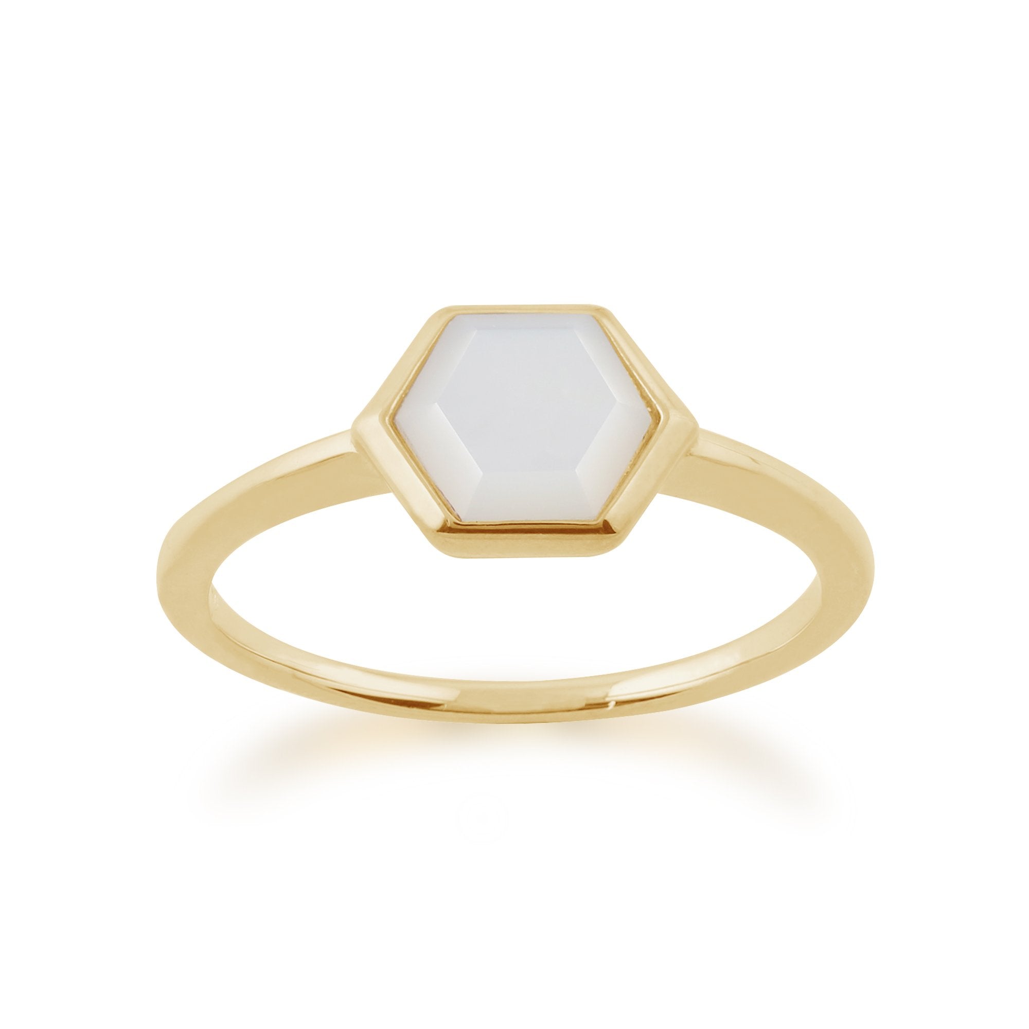 Gemondo Gold Plated Sterling Silver 1.1ct Mother of Pearl Hexagonal Prism Ring Image 1