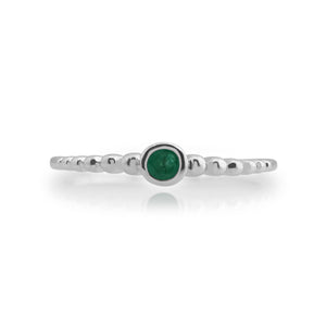 Essential Round Emerald Bezel Set Silver  Stack Ring