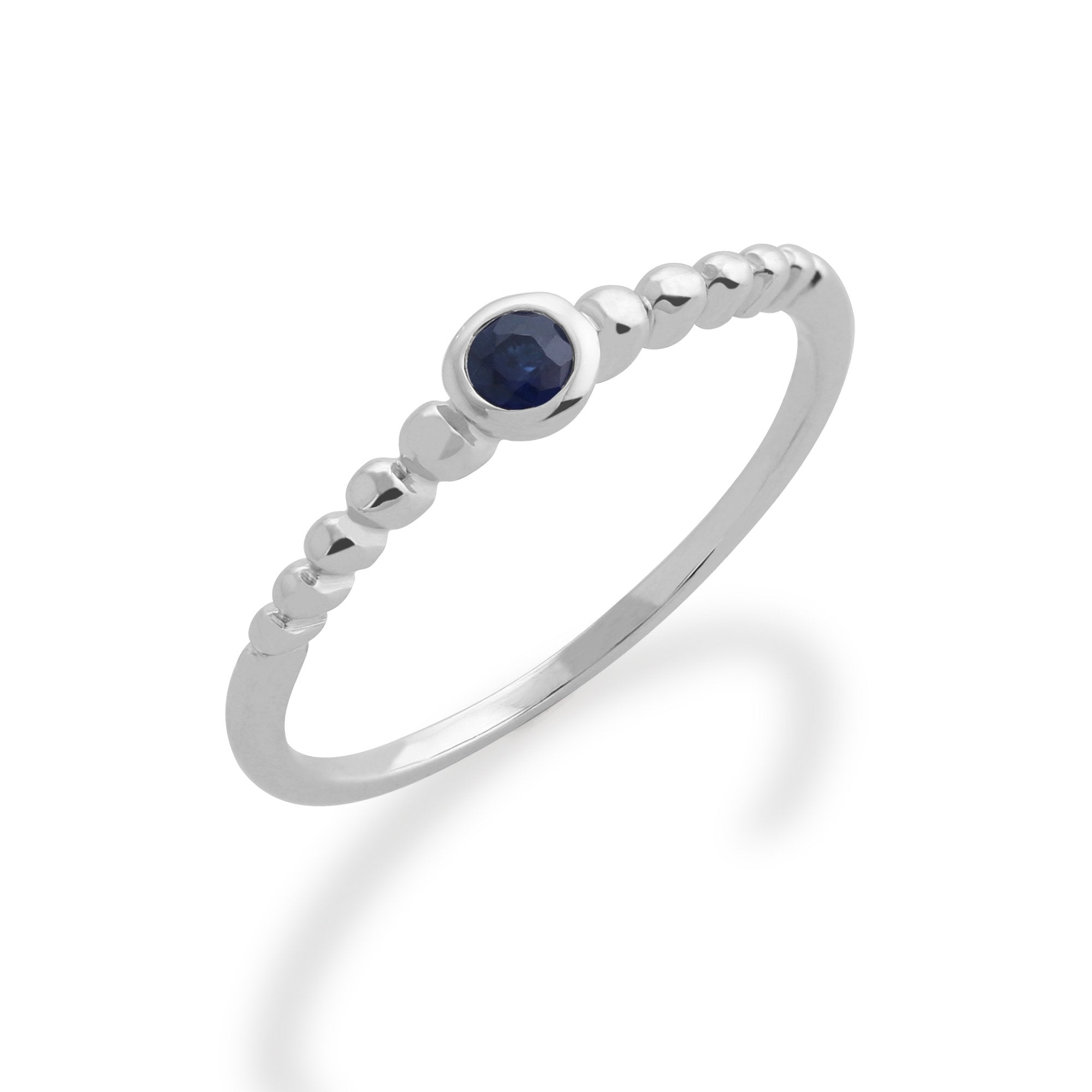 Essential Round Sapphire Bezel Set Stack Ring in 925 Sterling Silver