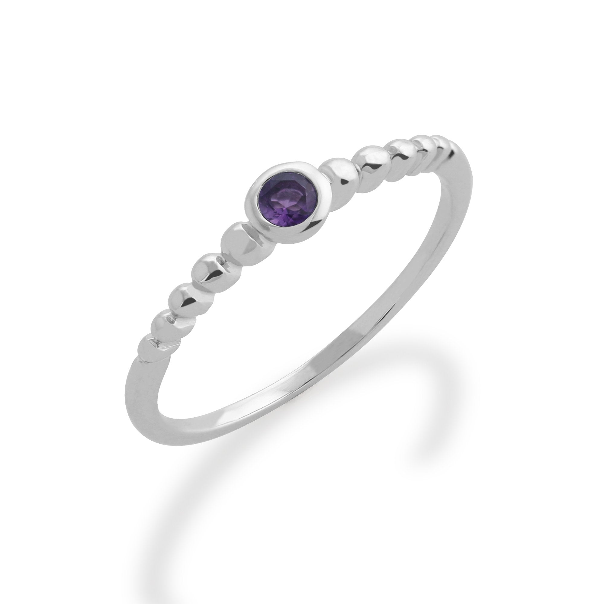 Essential Round Amethyst Bezel Set Stack Ring in 925 Sterling Silver