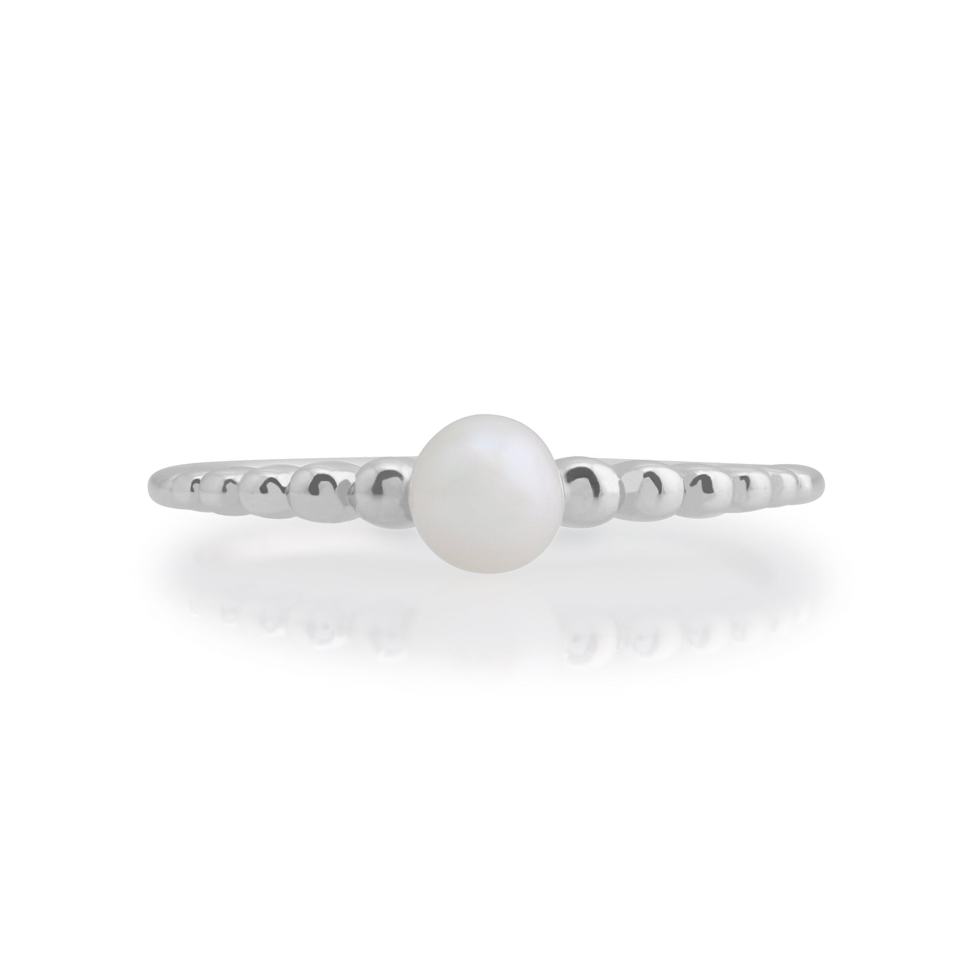 Essential Round Pearl Stack Ring in 925 Sterling Silver