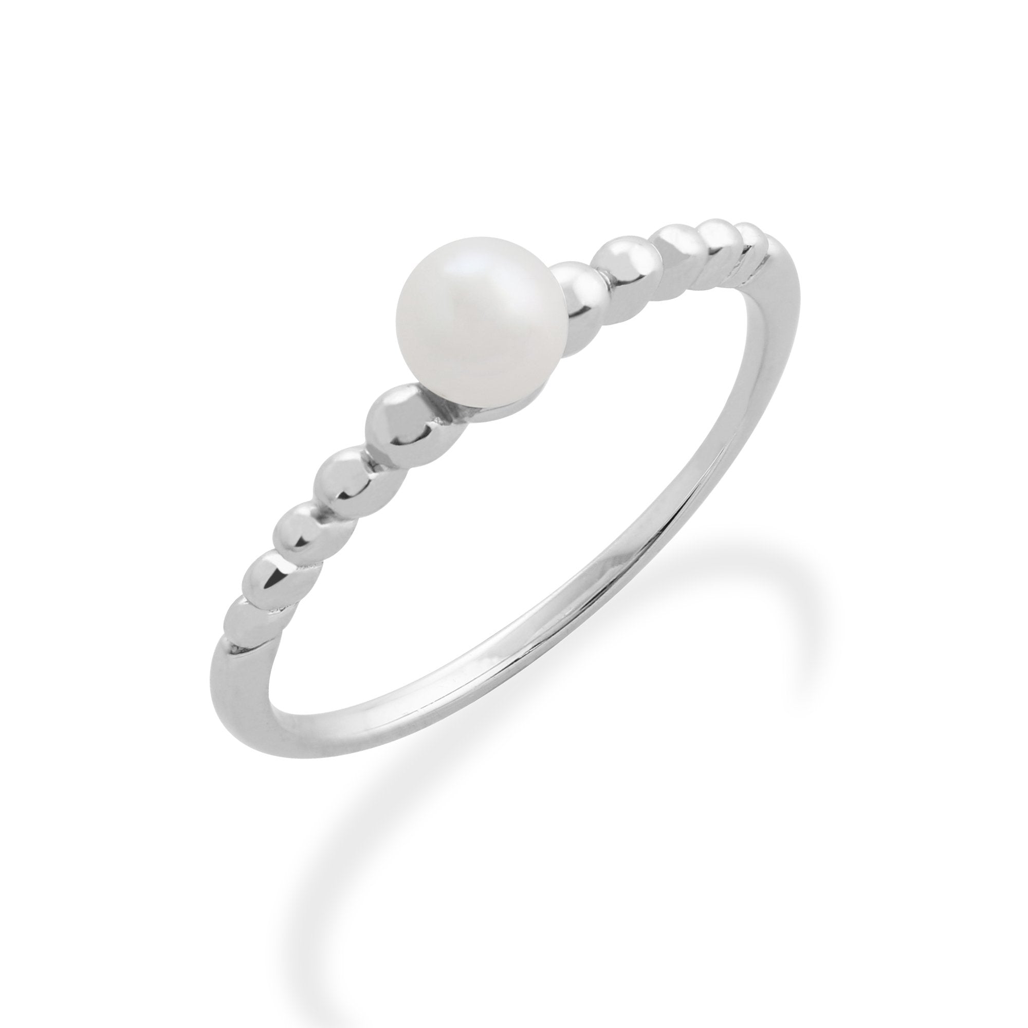 Essential Round Pearl Stack Ring in 925 Sterling Silver