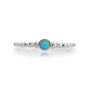 Essential Round Turquoise Bezel Set Stack Ring in 925 Sterling Silver
