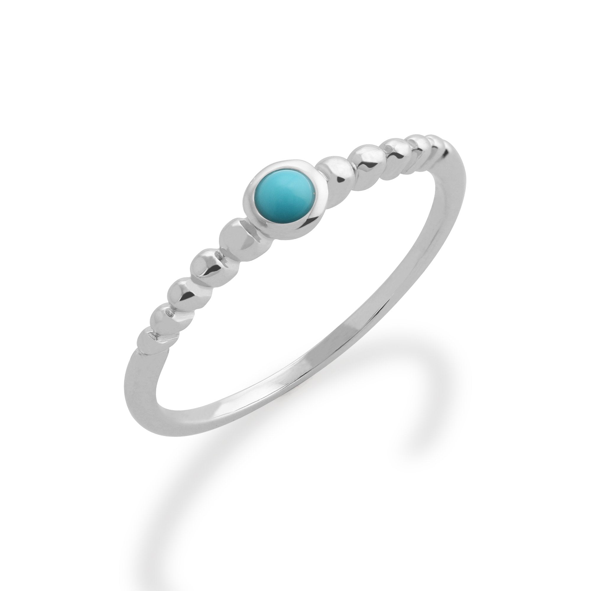 Essential Round Turquoise Bezel Set Stack Ring in 925 Sterling Silver