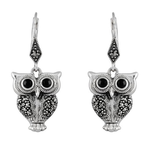 Art Nouveau Owl Drop Earrings & Pendant Set Image 2