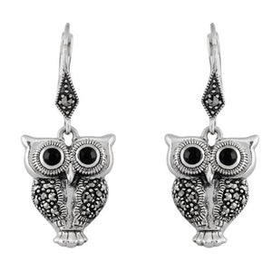 Art Nouveau Owl Drop Earrings & Pendant Set Image 2