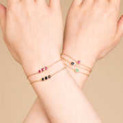 Bracciale con rubini, bracciale in oro giallo da 9 ct con tripla pietra tonda Milgrain da 19 cm