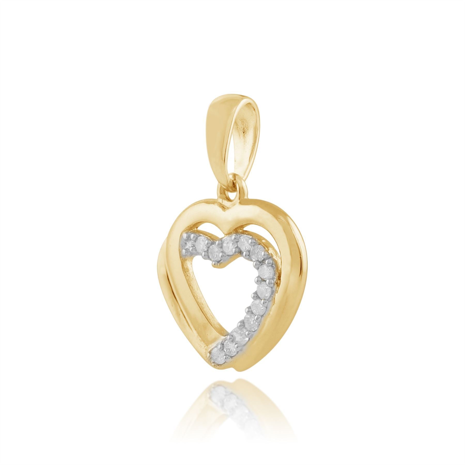 Gemondo 9ct Yellow Gold 0.06ct Diamond Hearts Pendant on Chain
