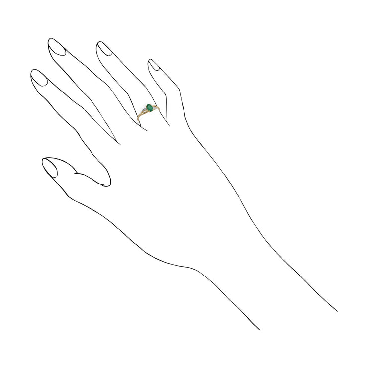 Anello Gemondo con smeraldo, anello in oro giallo da 9 ct con smeraldo da 0,47 ct e anello con diamanti