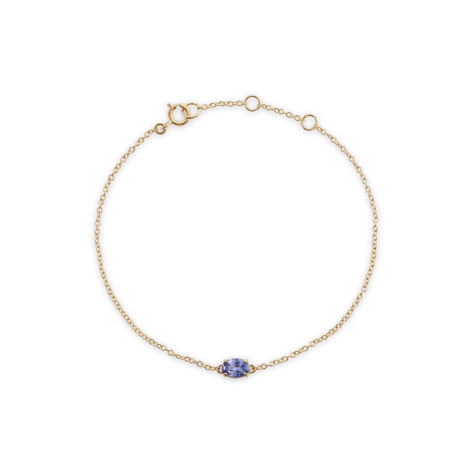 Classic Oval Tanzanite Single Stone Bracelet in 9ct Yellow Gold 1