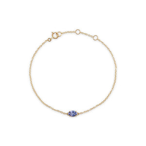Classic Oval Tanzanite Single Stone Bracelet in 9ct Yellow Gold 1