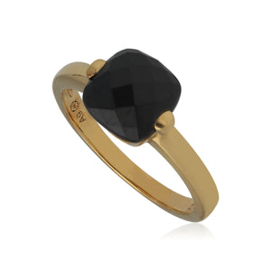 Kosmos Black Spinel Cocktail Ring in Yellow Gold Plated Sterling Silver