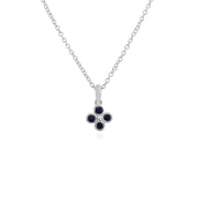 Bracciale in argento 925 con trifoglio floreale e pendente con zaffiro rotondo