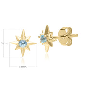 Orecchini a lobo Etoile Night Sky in oro giallo da 9 ct con topazio svizzero azzurro