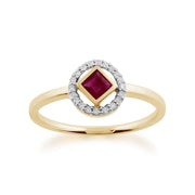 Anello Gemondo con rubino, oro giallo da 9 ct, rubino da 0,32 ct e anello con diamanti