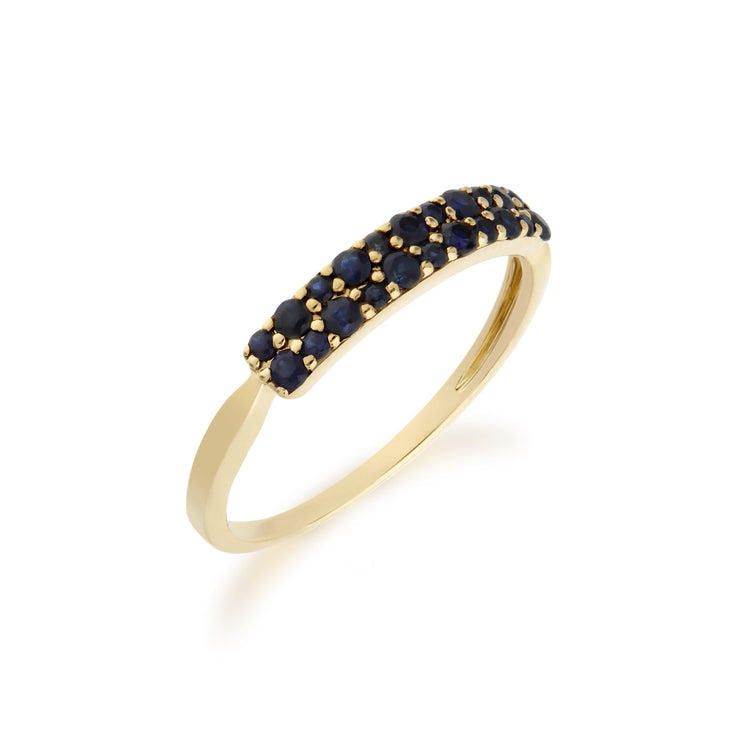 Anello con montatura a pannello in oro giallo da 9 ct Gemondo da donna - Zaffiro