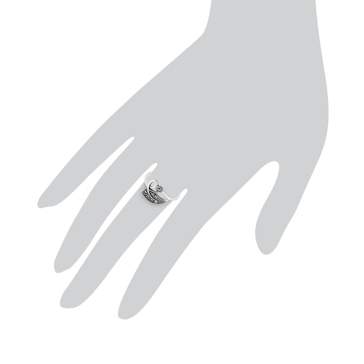 Anello Gemondo Marcasite, Anello in argento sterling 925 con marcasite foglia Art Nouveau da 0,13 ct