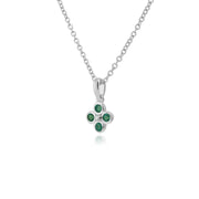 Ciondolo floreale trifoglio Set di castoni in argento 925 con smeraldo