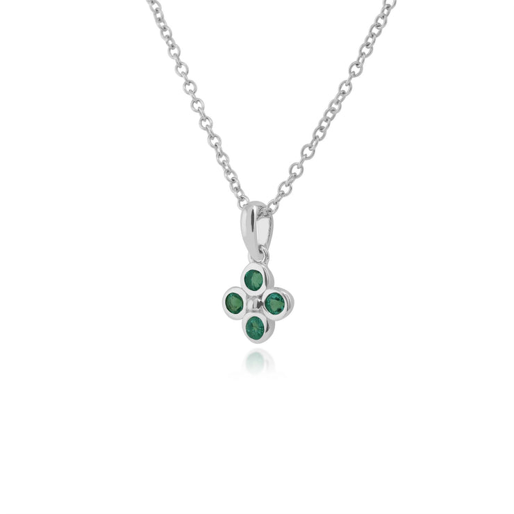 Ciondolo floreale trifoglio Set di castoni in argento 925 con smeraldo
