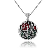 Ciondolo Portafoto Rennie Mackintosh in Argento 925 con Diamante Tondo e Smalto