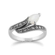 gemondo Anello MARCASSITE, Argento Sterling 925 0.6CT MADREPERLA E MARCASITE Anello ART NOUVEAU