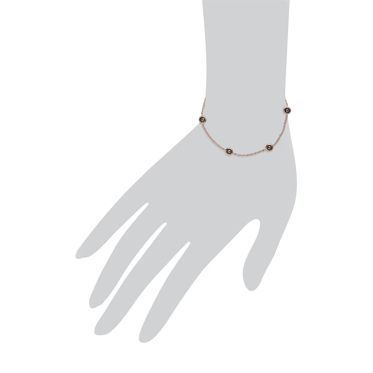 Bracciale in marcasite con cinque pietre in argento sterling placcato oro rosa da 19 cm