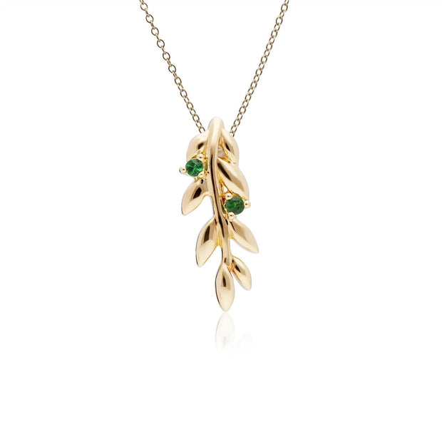 Orecchini a lobo e pendenti O Leaf Tsavorite in argento 925 placcato oro