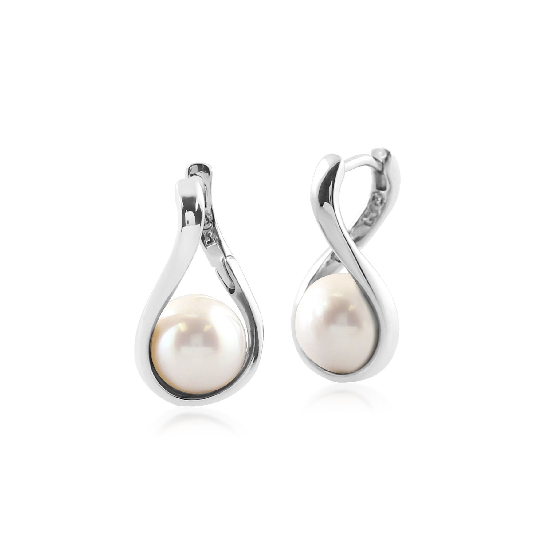 Kosmos Pearl Orb Earrings in Rhodium Plated Sterling Silver