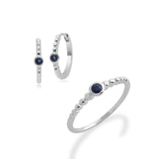 Anello Essentiel in argento 925 con zaffiro e orecchini a cerchio