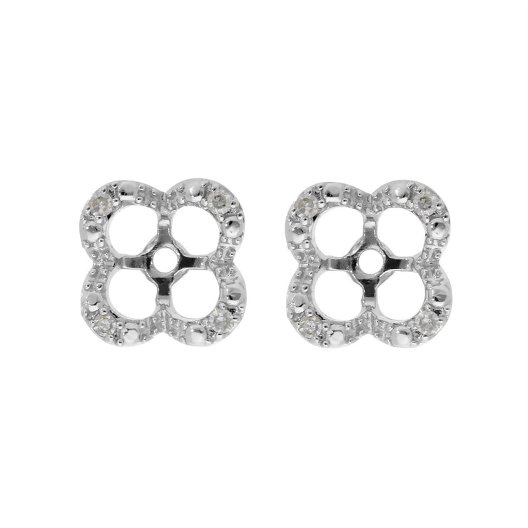 Classico "Ear-Jacket" floreale rotondo in oro bianco 375 con diamante