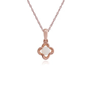 Ciondolo con perno floreale e orecchini con fiore opale in oro rosa 375 con montatura chiusa