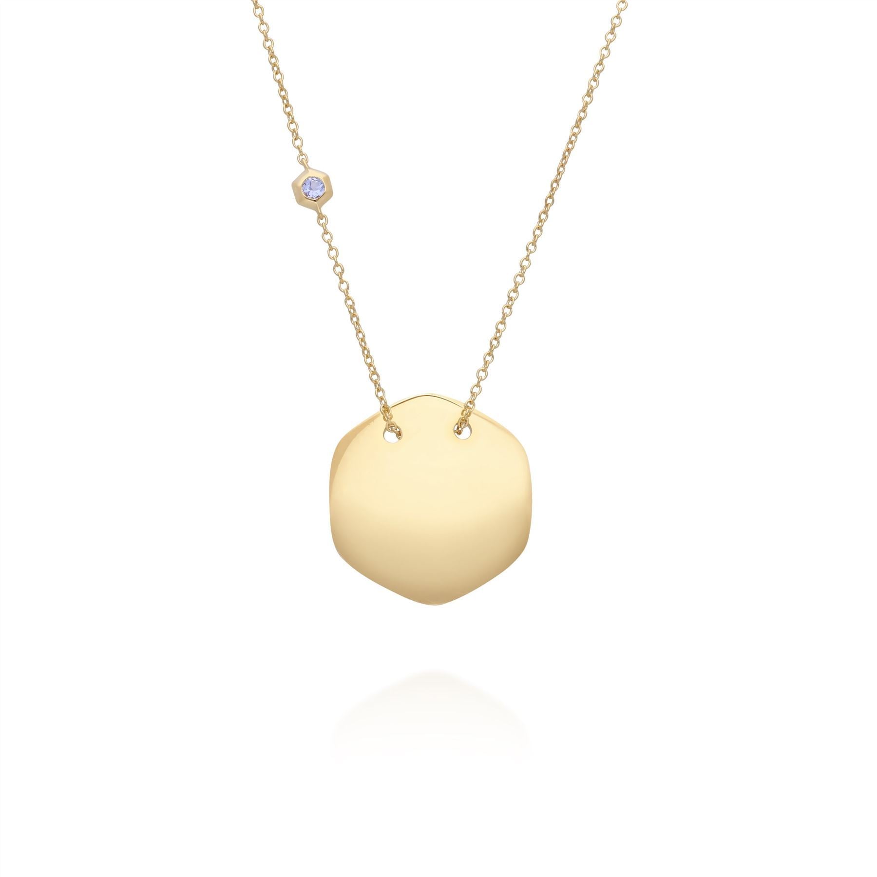 Tanzanite Engravable Necklace in Yellow Gold Plated Sterling Silver