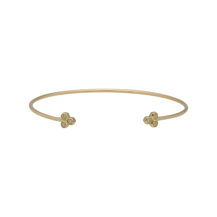 Bracciale rigido trilogy geometrico in oro giallo 375 con peridoto