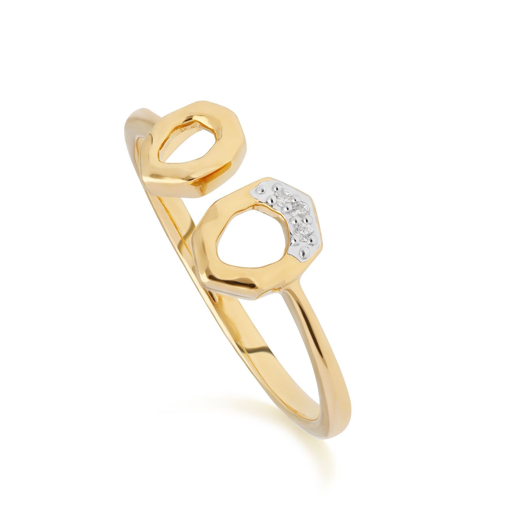 Diamond Asymmetric Open Ring in 9ct Yellow Gold