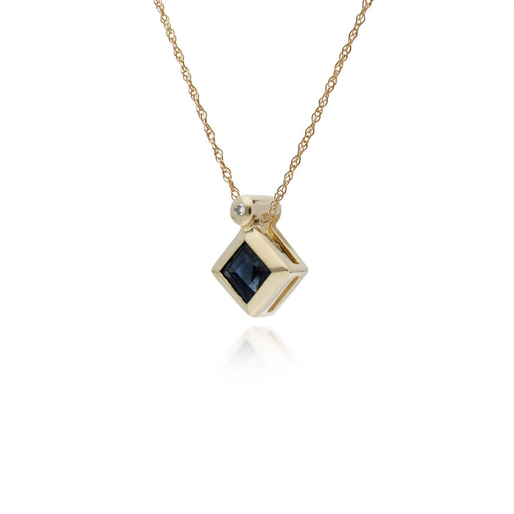 Collana con zaffiri, pendente in oro giallo da 9 ct con zaffiro e diamanti su catena da 45 cm