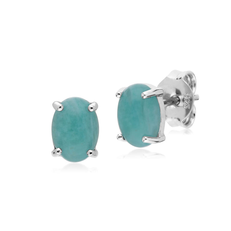 Ciondolo e orecchini classici in argento 925 con amazzonite