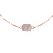 Bracciale ovale in quarzo rosa placcato oro rosa da 19 cm in argento sterling placcato oro rosa