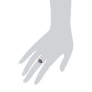 Anello a grappolo con ametista rotonda e marcasite da donna in argento sterling Gemondo - Ametista