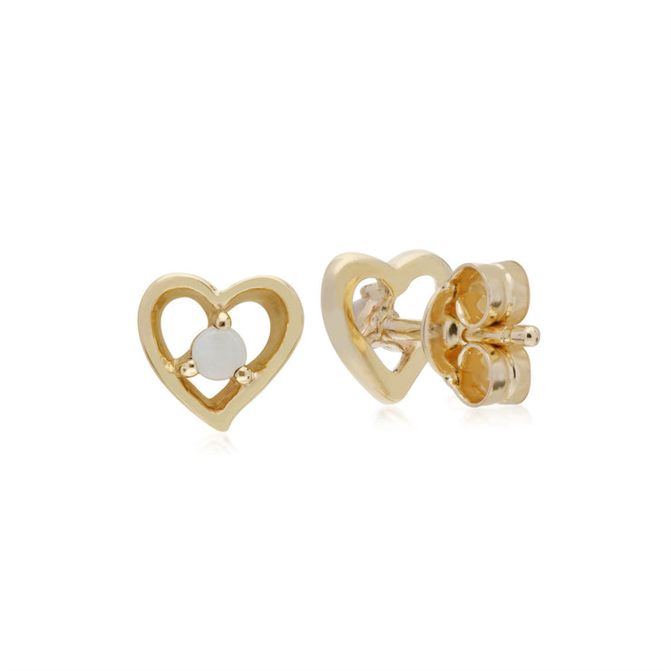 Orecchini con opale cuore pietra singola in oro giallo da 9 ct